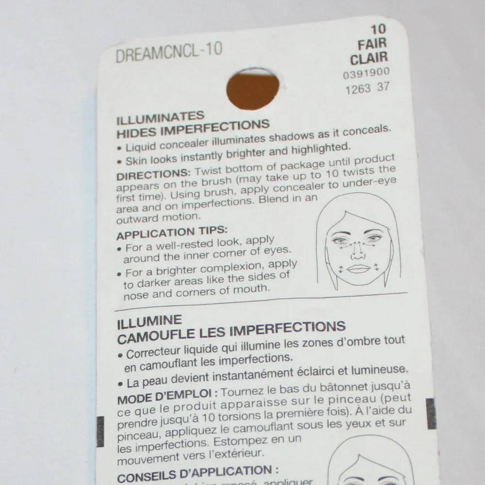 Maybelline New York 10 Fair Dream Lumi Highlighting Concealer .05 oz NIP